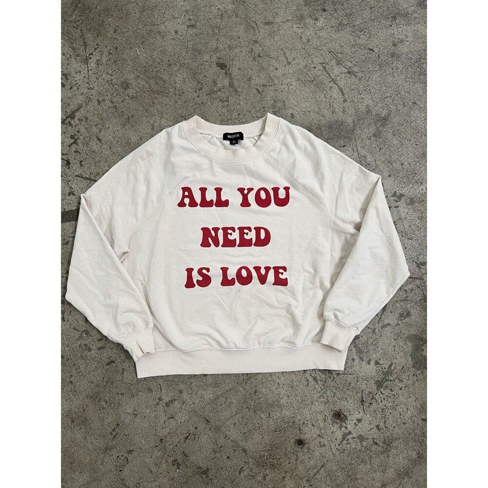 WILDFOX Sommers All You Need Is Love Sweatshirt Vanilla Size XS $108 MSRP